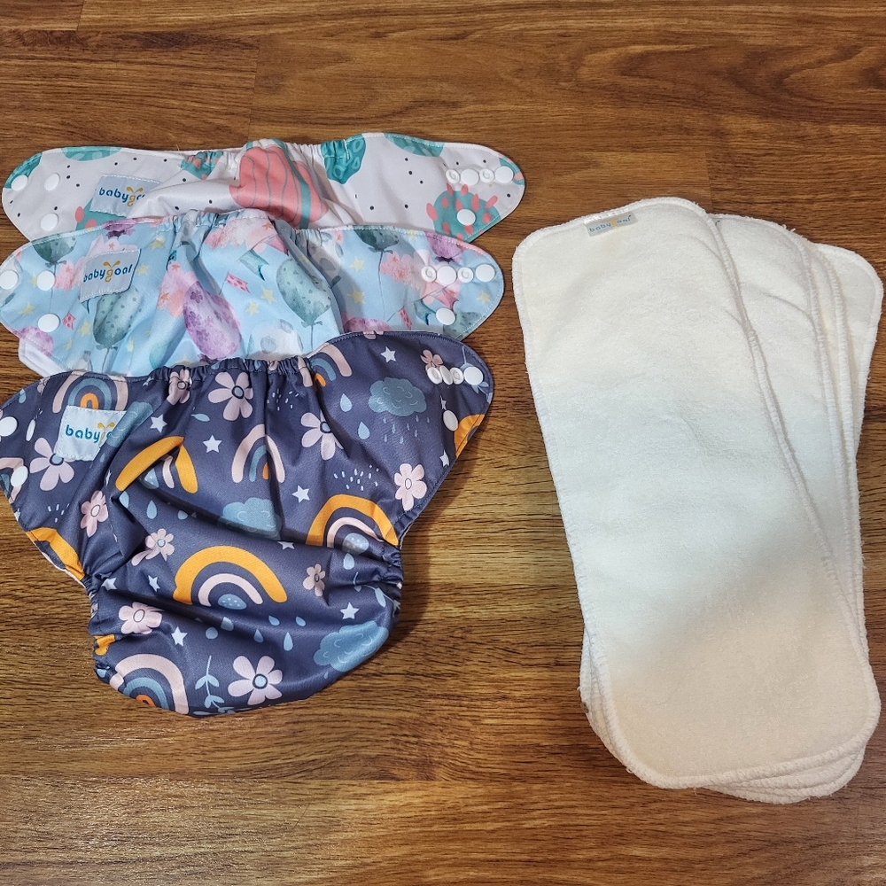 Rainbow and Floral Diaper Covers - Set of 3